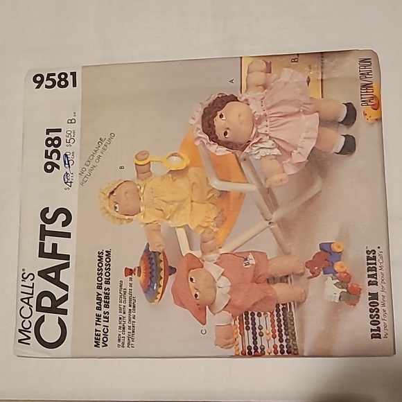 Blossom Babies McCalls Sewing Patterns 9258 9257 9581 Stuffed Toy - Picture 4 of 16